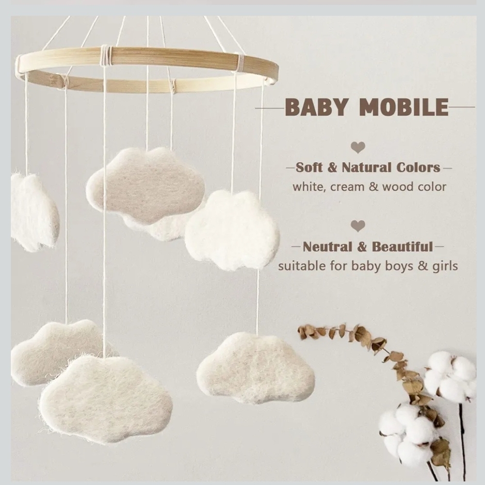 Soft Cloud Baby Mobile in White and Cream